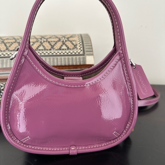 Coach Lilac Berry Purple Crinkle Patent Leather Mini Ergo Bag Like New - Picture 5 of 13